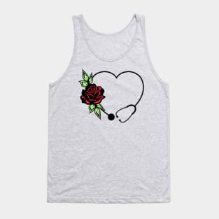 Doctor & Nurse Appreciation Floral Love Heart with Stethoscope Tank Top